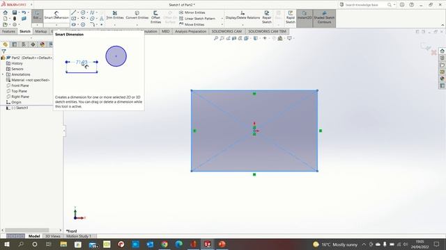 Sketch, Dimension, Extrude Boss Base on SolidWorks(Basics) смотреть онлайн