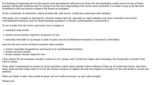 Can all docker volumes be into a partition and would it be good for backup -cloning- purposes?... смотреть онлайн