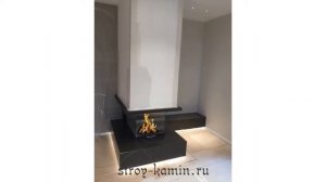 Современный дровяной камин Spartherm с тремя стеклами в мраморном портале