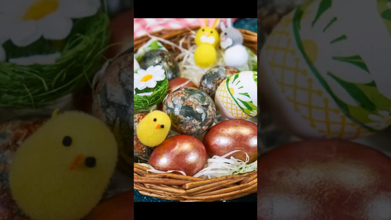 Яйца пасхальные, мраморные  с уникальным рисунком