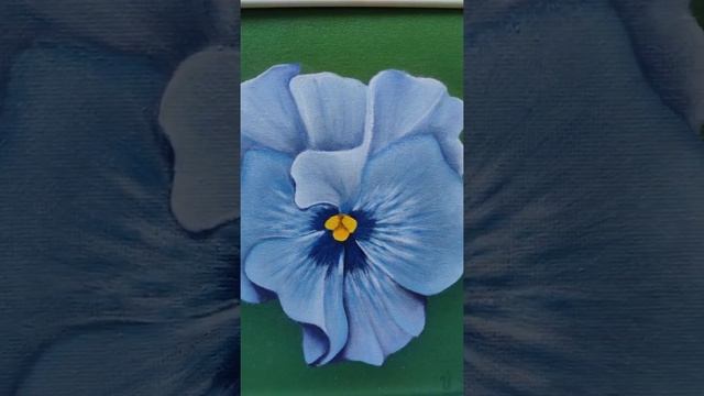 Oil painting flowers The blue Viola Tricolor