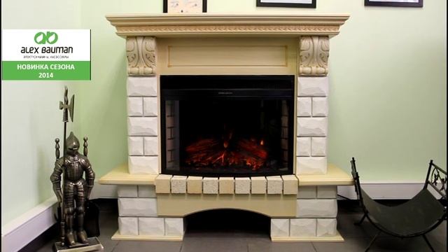 Купить электрокамин из камня Tango Style для дачи в стиле кантри, реалистичное пламя, Москва смотреть онлайн