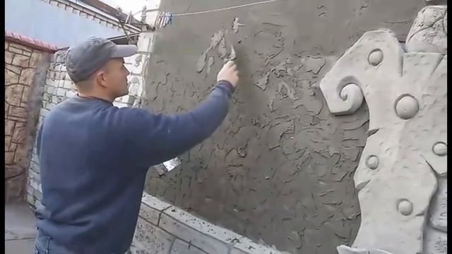 Оформление цоколя под декоративный камень, оформление окна под ковку. Decorative rock. Art concrete