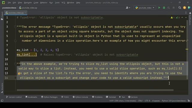 "Fixing 'TypeError Ellipsis Object' in Python"