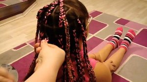 Розовые афрокосички с канекалоном)))
