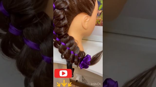 Четырехпрядная коса с лентой ? смотреть онлайн