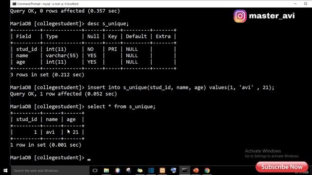 lecture 8  PRIMARY KEY & AUTO_INCREMENT in   table  || SQL & MySQL tutorial in Hindi 2021