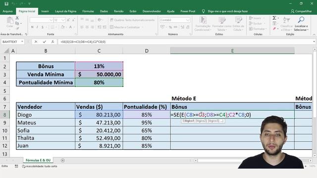 FUNÇÃO SE Excel com MAIS DE UMA CONDIÇÃO (Função E e Função OU) смотреть онлайн