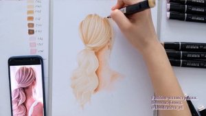 Fashion иллюстрация. Как рисовать волосы спиртовыми маркерами