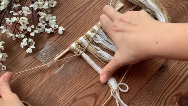 Панно джут+хлопок из остатков в технике макраме смотреть онлайн