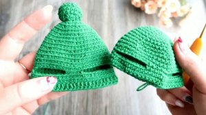Мастер класс: Шапочка крючком для Лисы/ Шапка крючком с прорезями для ушек