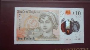 10 pounds Great Britain - plastic banknote.   10 фунтов Великобритании.