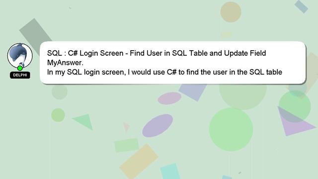 SQL : C# Login Screen - Find User in SQL Table and Update Field
