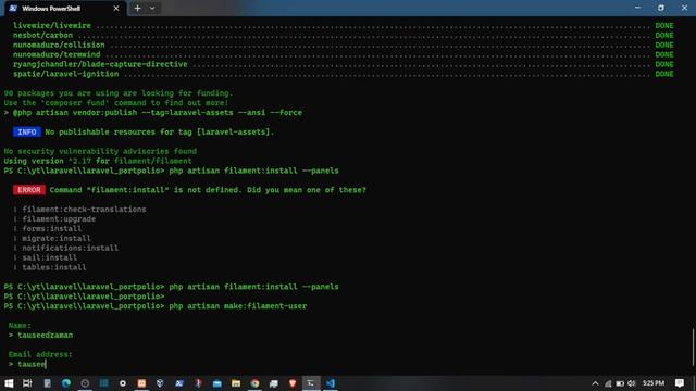 Filament Installation | #6 | Laravel Dynamic Portfolio