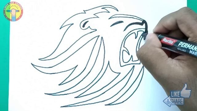 How to draw Little Singham Tattoo easy step by step / Little Singham Lion Tattoo Drawing смотреть онлайн