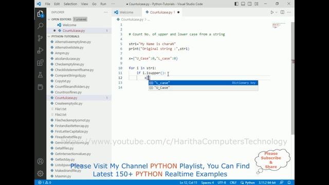 #152 Python beginners Tutorial Count Upper Lower Case Letters in a String