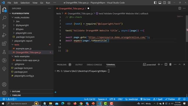 Playwright with Javascript tutorial 4 - Writing First Test in Playwright