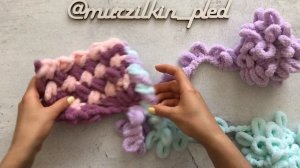 Радужная обвязка пледа из Alize Puffy