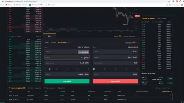 СТАВИМ СТОП-ЛИМИТНЫЕ ОРДЕРА НА БИНАНСЕ. ПРОСКАЛЬЗЫВАНИЕ.
