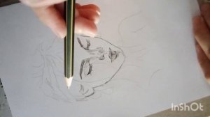 Timelapse sketching a face of woman