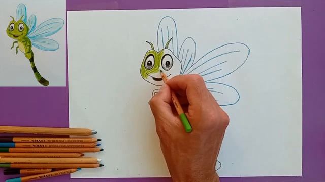 How to draw a Dragonfly/Cómo dibujar una libélula/Как нарисовать Стрекозу. смотреть онлайн