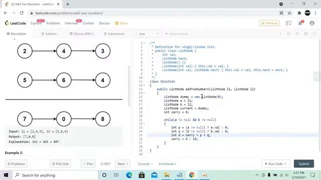 LeetCode Add Two Numbers   Java