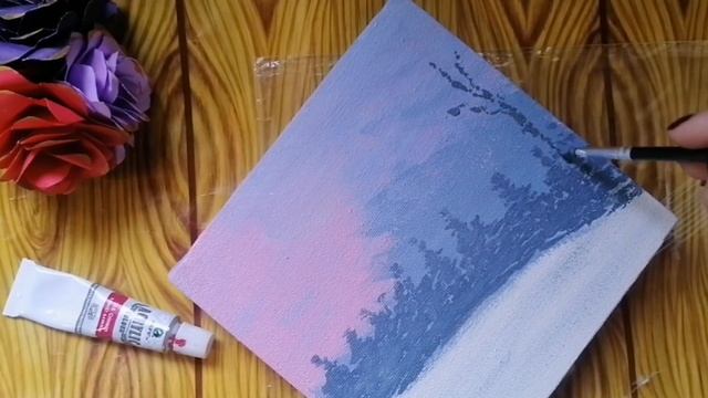 Snowy Winter Landscape | Canvas painting | Painting for beginners смотреть онлайн