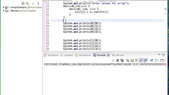 2-D array scanning and printing in java смотреть онлайн