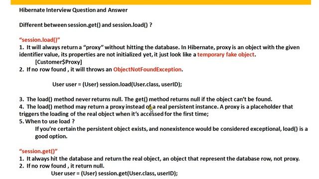 DIFFERENCE BETWEEN SESSION LOAD AND GET IN HIBERNATE