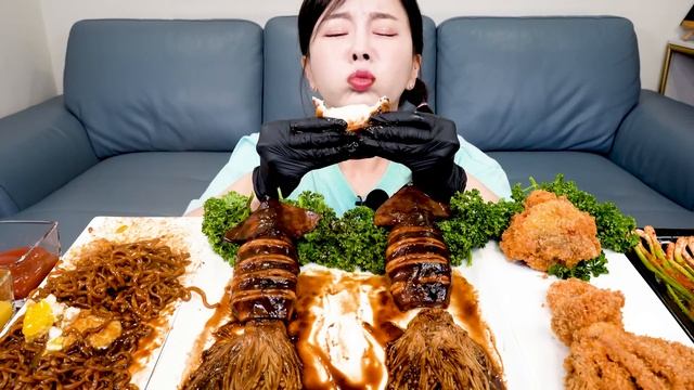 짜장 오징어 ? 팽이버섯 직접 만든 오징어튀김 먹방 레시피 Jjajang Squid Enoki Mushrooms Fried Calamari Mukbang ASMR Ssoyoung