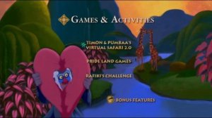 The Lion King 2:Simba's Pride:Special Edition Disc 2 2004 DVD Menu Walkthrough