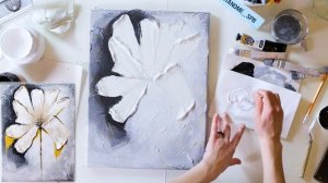 Урок рисования по интерьерной живописи. ЦВЕТОК текстурной пастой и поталью.