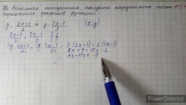 Нахождение координат точки пересечения графиков линейных функций. Пример 1 смотреть онлайн