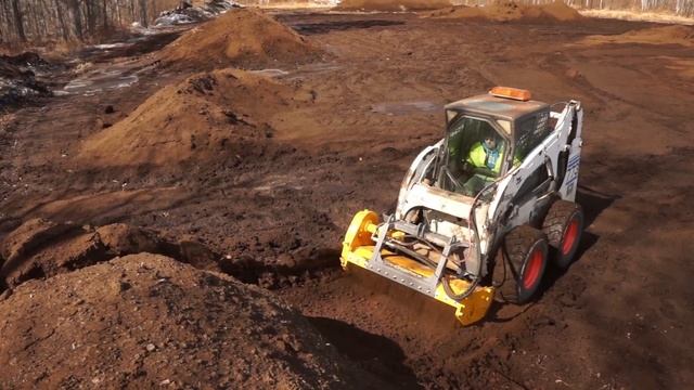 Suokone Mericrusher MJ14 STH на минипогрузчике Bobcat 773. Гидравлический ротоватор для экскаватора