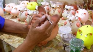 Покраска фигуры из гипса. Как сделать копилку из гипса