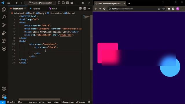 How To Create Digital Clock Using HTML CSS & JavaScript | Display Time Using JavaScript