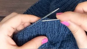 Закрытие петель резинки 2×2 иглой. Этот способ мне понравился.