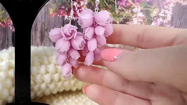Цветочные висячие серьги пионы