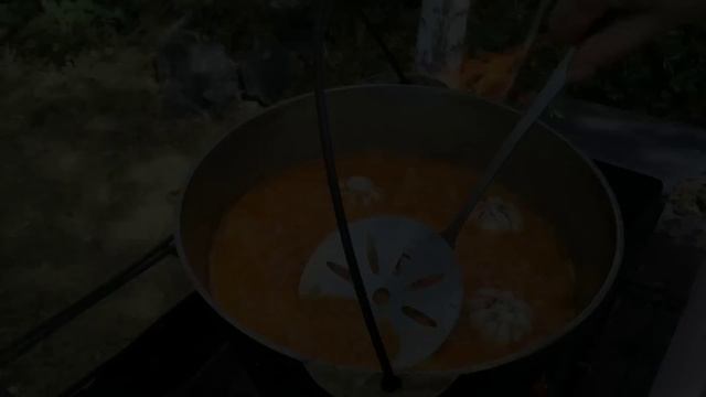 Плов с курицей на костре (без добавления лука)