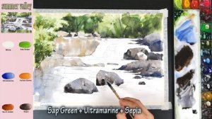 summer valley - Landscape Watercolor (sketch & color name view, material introduce) NAMIL ART