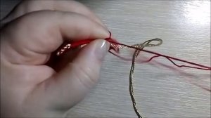 браслет " красный с золотой нитью"