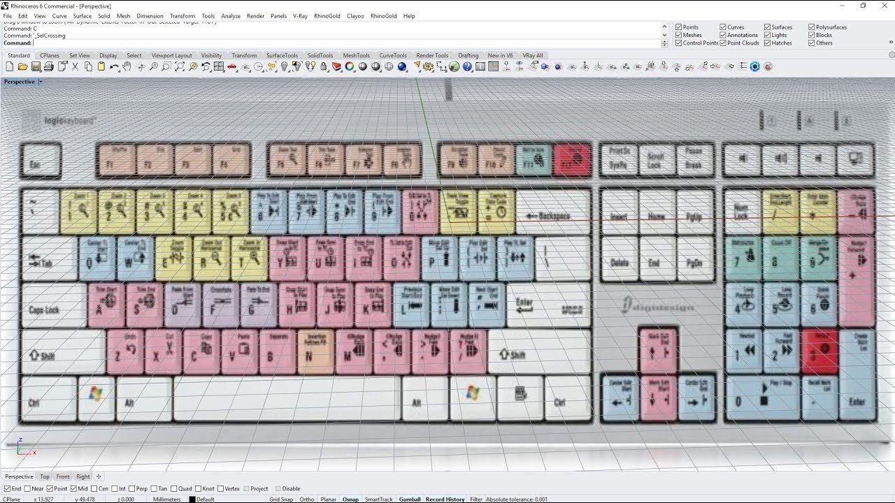 Configure Rhinoceros to use hotkeys. Настройка Rhinoceros для комфортной работы.