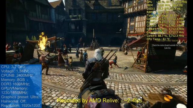 AMD Phenom II X6 1600T + Radeon RX 470 in Witcher 3. смотреть онлайн