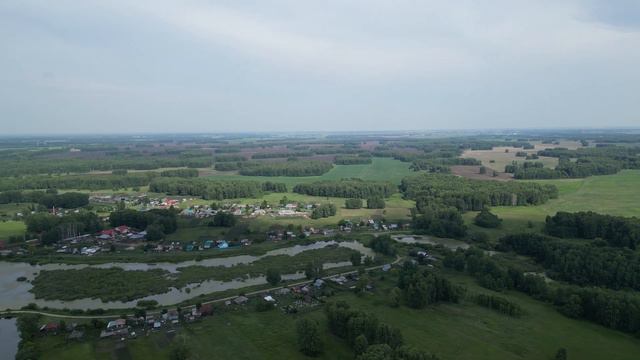 Деревня Белобородово с квадрокоптера в Новосибирской области.