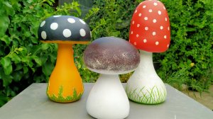 Грибы из цемента своими руками