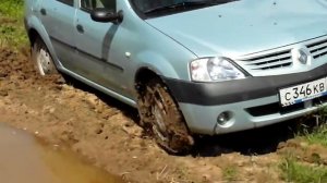 Рено логан  с цепями 1.  renault logan with chains