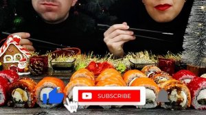 ASMR SUSHI PHILADELPHIA ? rolls with fresh and smoked salmon, baked, with sesame, with masago cavia