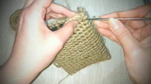 Мочалка из джута крючком | Вытянутые петли | Мочалка своими руками | Натуральная мочалка крючком