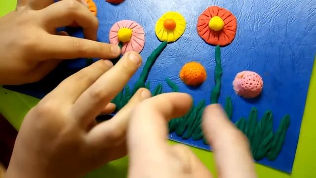 Пластилинография. Картина из пластилина "Весенние цветы". Мастер-класс.