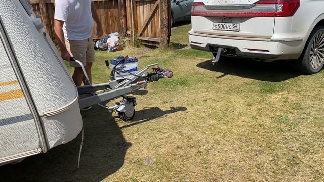 Тест электрического мувера для прицепа-кемпера на Горном Алтае. Eco Koleso Transporter -мотор колес